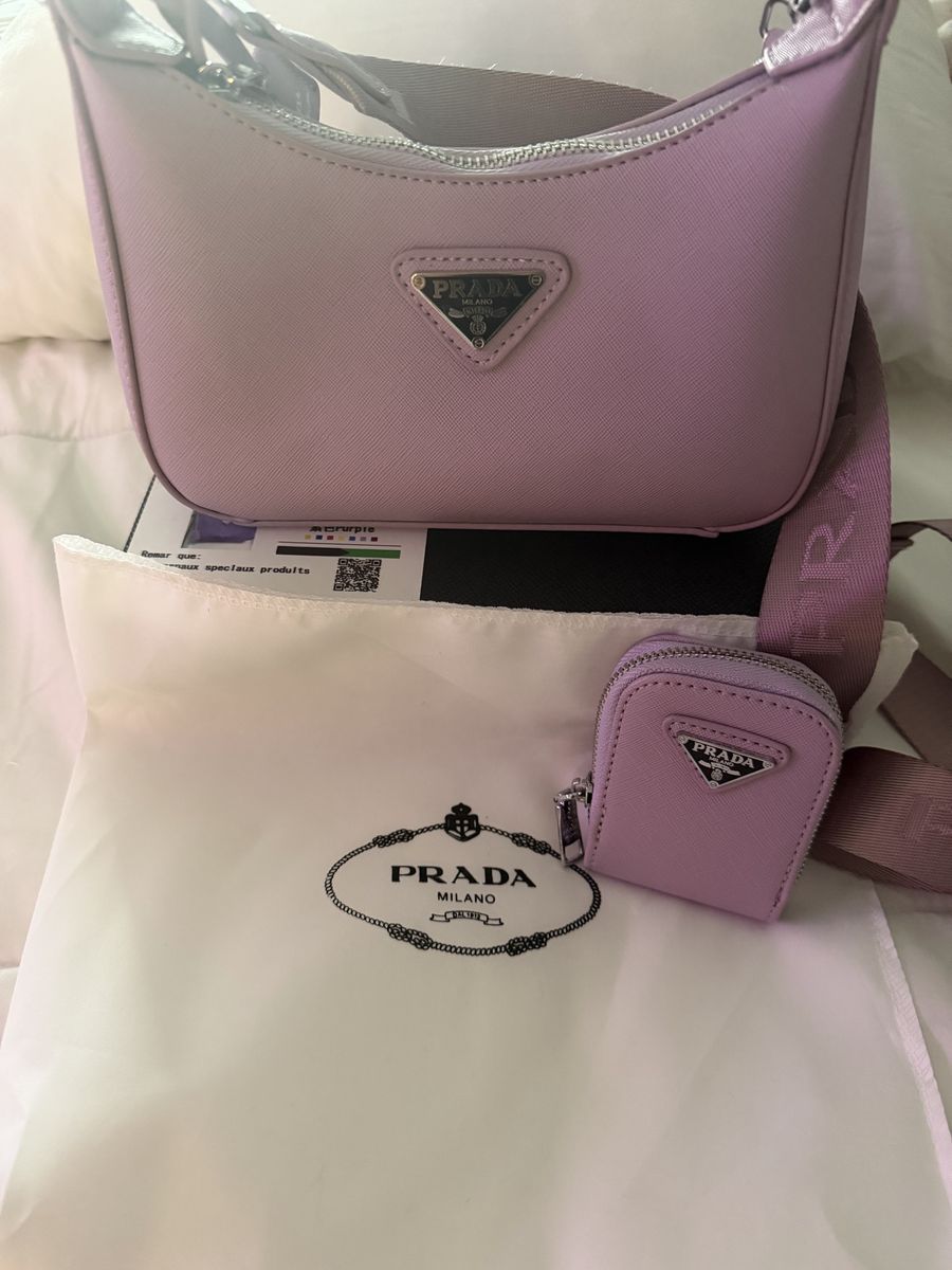 Prada Milano Small Lavender Shoulder Bag with Coin Purse
