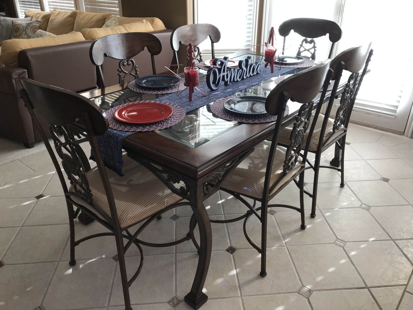 Table and six chairs