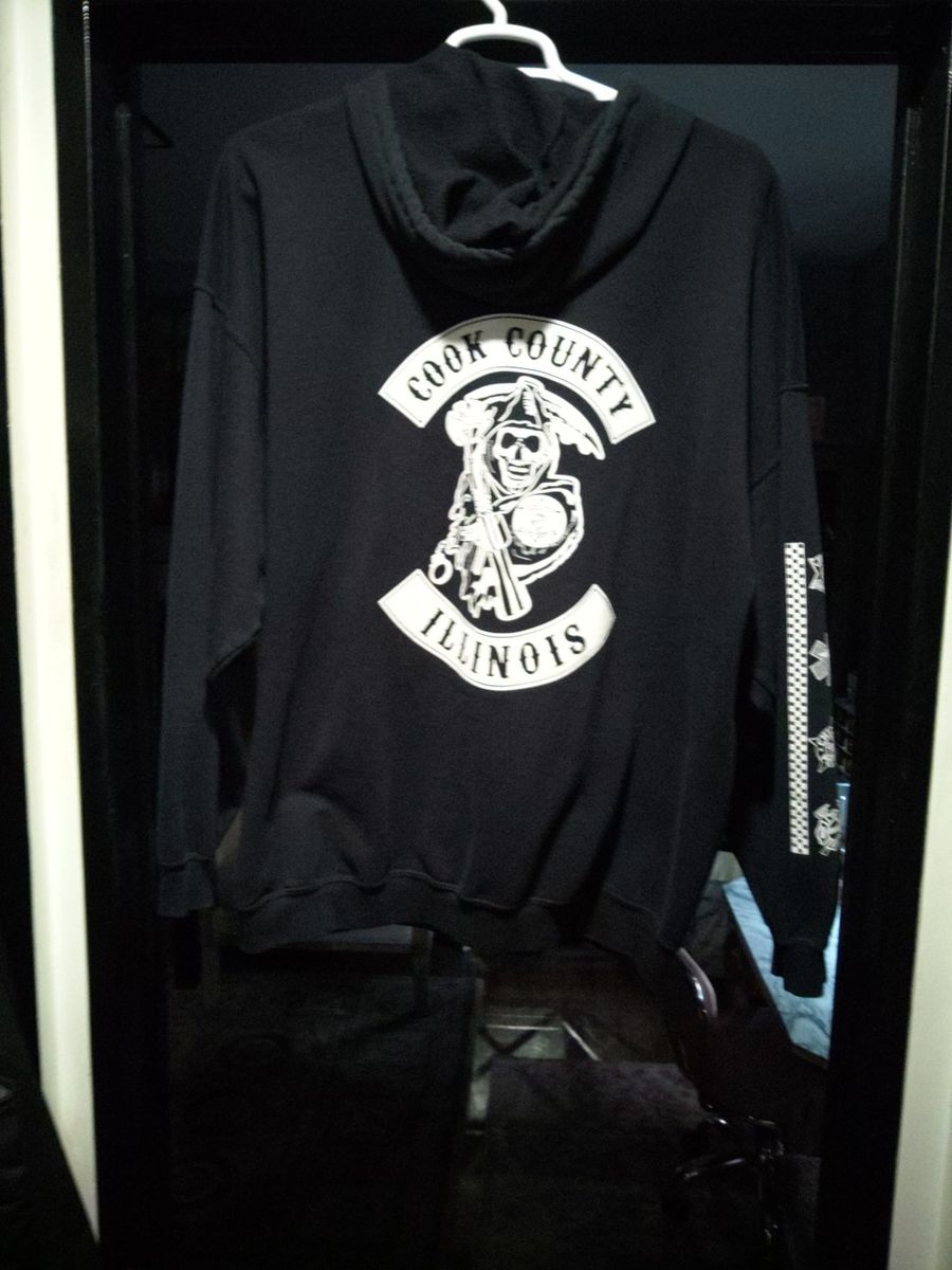 Cook County Illinois Black Zip-Up Hoodie Sweatshirt 2XL