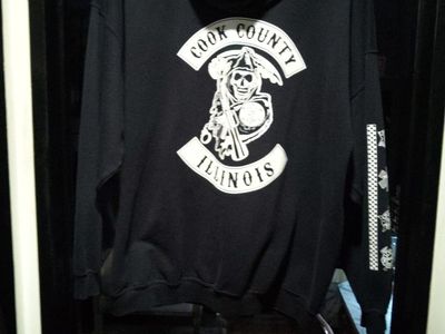Cook County Illinois Black Zip-Up Hoodie Sweatshirt 2XL
