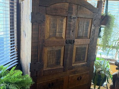 Rustic Wood TV Hutch Entertainment Cabinet Armoire with Storage Drawers