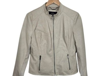 Coalition LA Faux Leather Suede Cream Moto Jacket Women's Medium