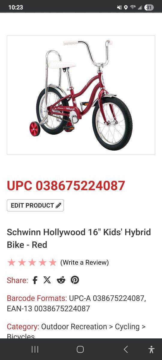 Schwinn Hollywood 16" girls bike