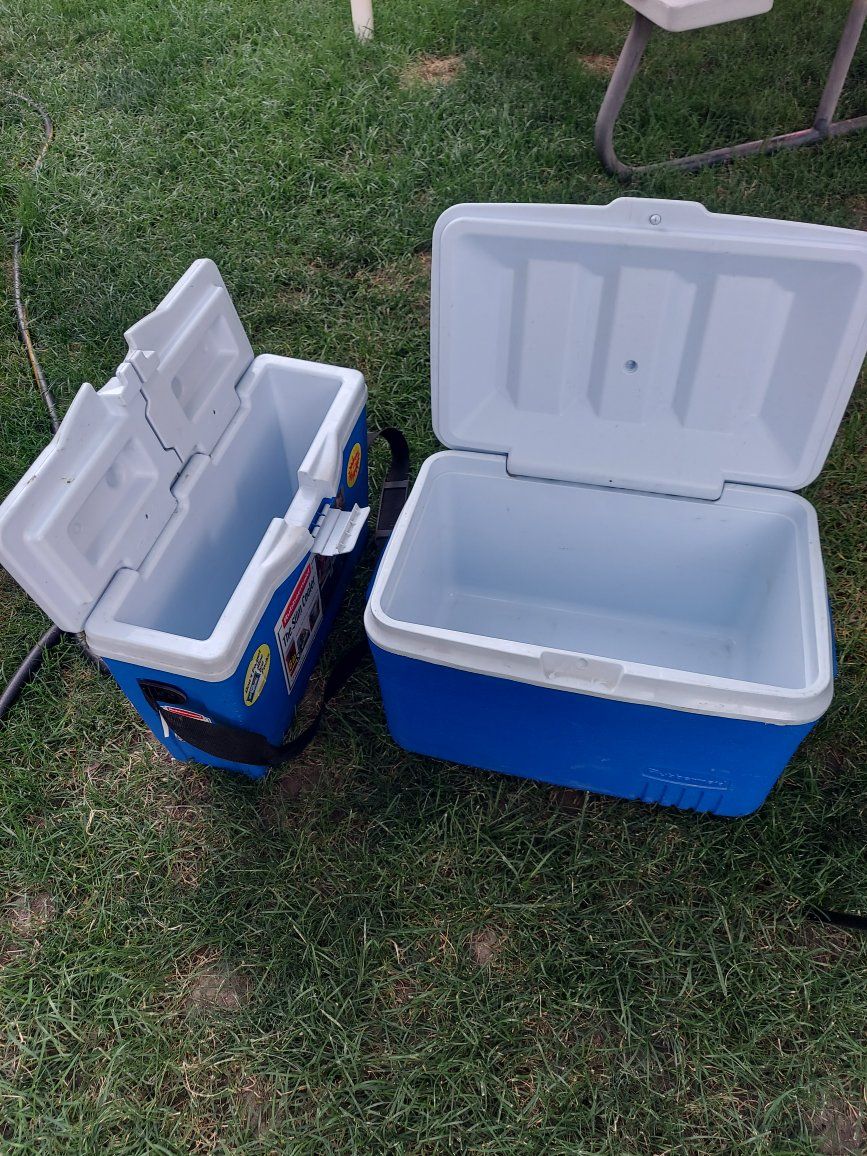 Rubbermaid Blue Coolers - Includes 13 qt The Slim Cooler & Hard Chest Cooler