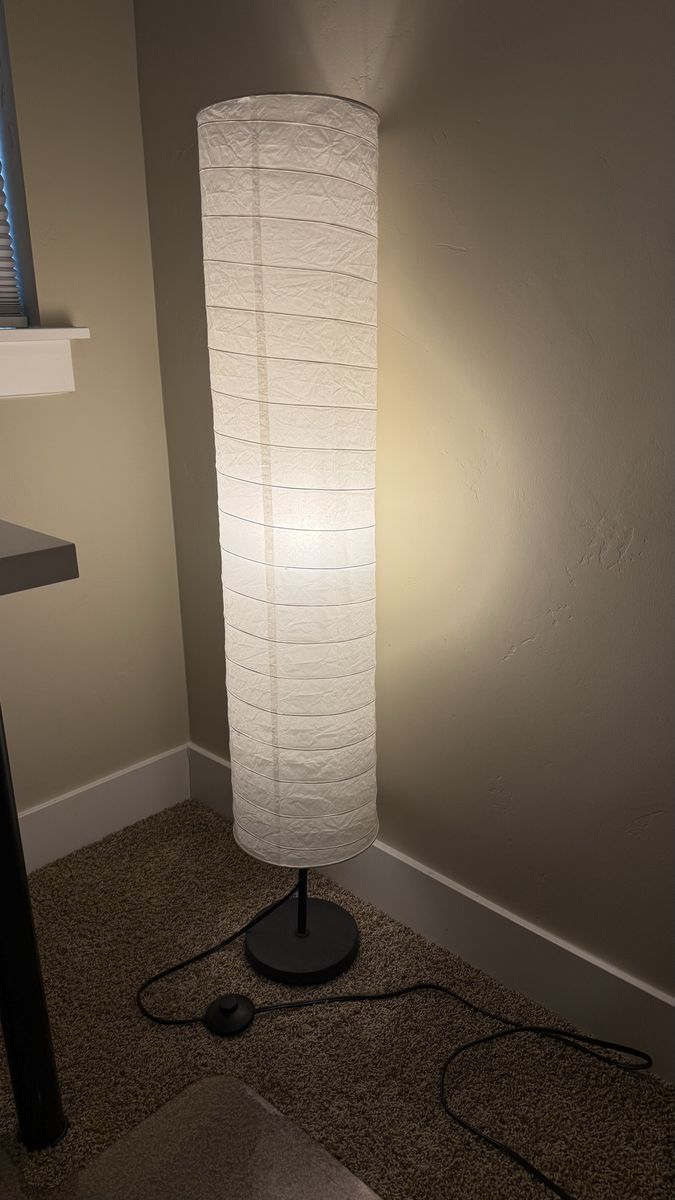 Modern Tall White Paper Lantern Floor Lamp with Foot Switch