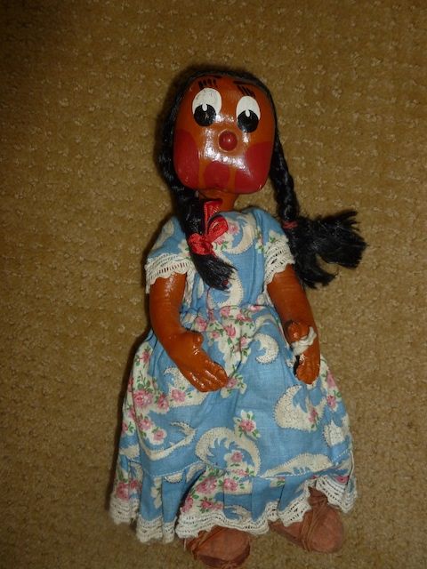 Antique/Vintage Hand Made and Hand Painted Oil Cloth Doll - 1950's