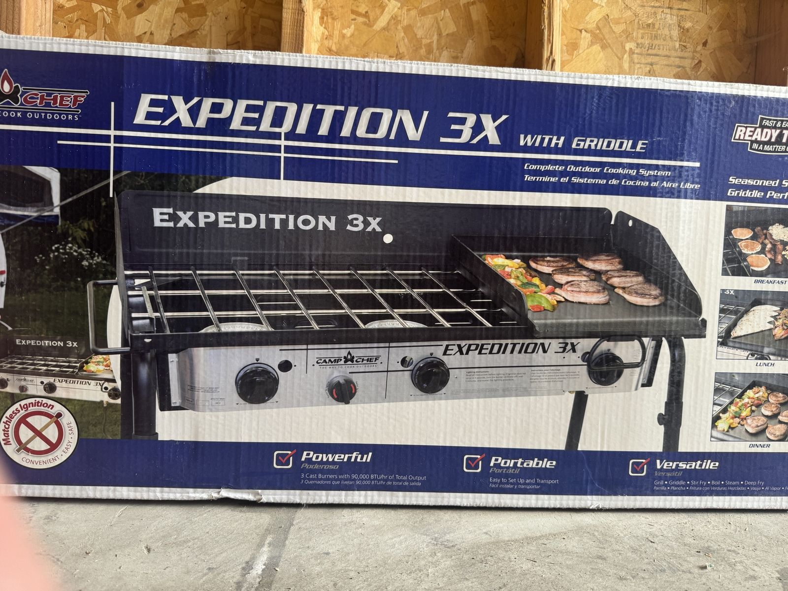 Camp Chef Expedition 3X Outdoor Cooking System with Griddle - Portable 3-Burner Stove