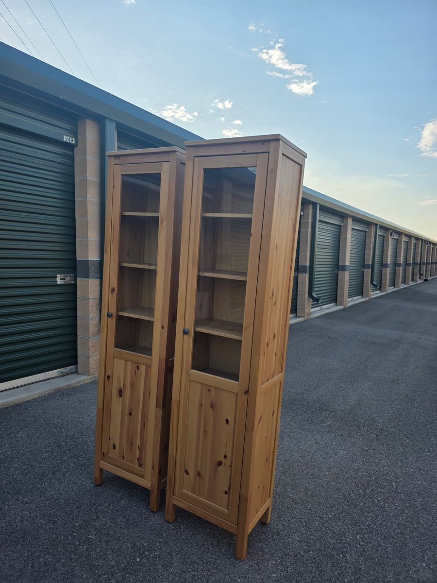 Set of 2 IKEA HEMNES Solid Pine Glass Door Cabinets /$125 each