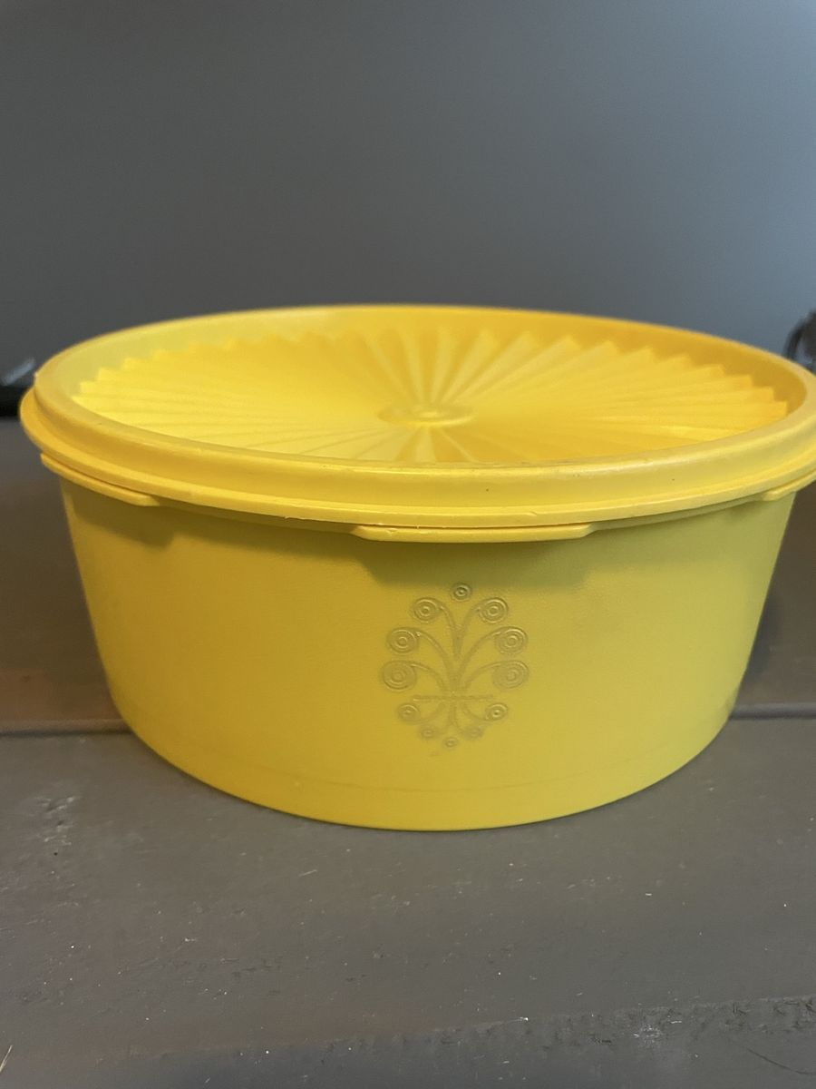 Vintage 1970 Tupperware Yellow Canister with Lid