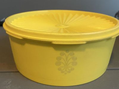 Vintage 1970 Tupperware Yellow Canister with Lid