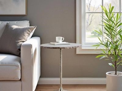 16in Liv & Skye Twist Accent Round Marble Table