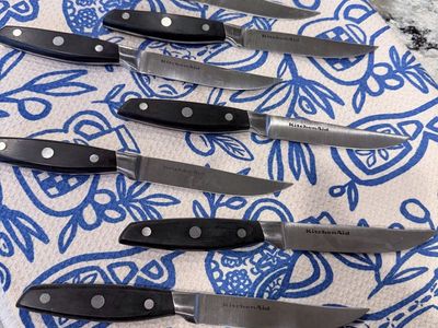 KitchenAid Stainless Steel Steak Knife Set with Black Handles - Set of 8