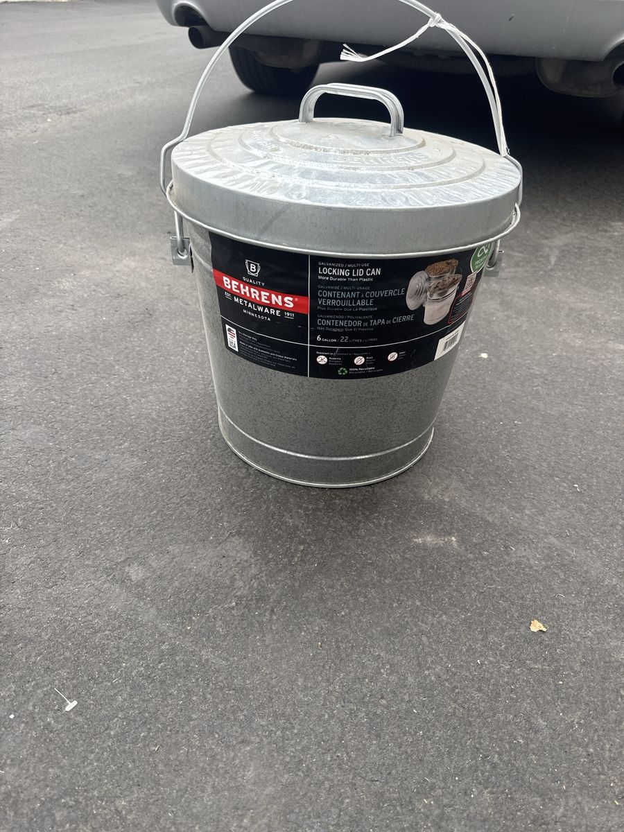 Behrens 6 Gallon Galvanized Steel Multi-Use Can with Locking Lid