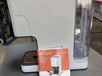 Beautiful by Drew Barrymore Perfect Grind Single Serve Coffee Maker White/Gold - New In Box