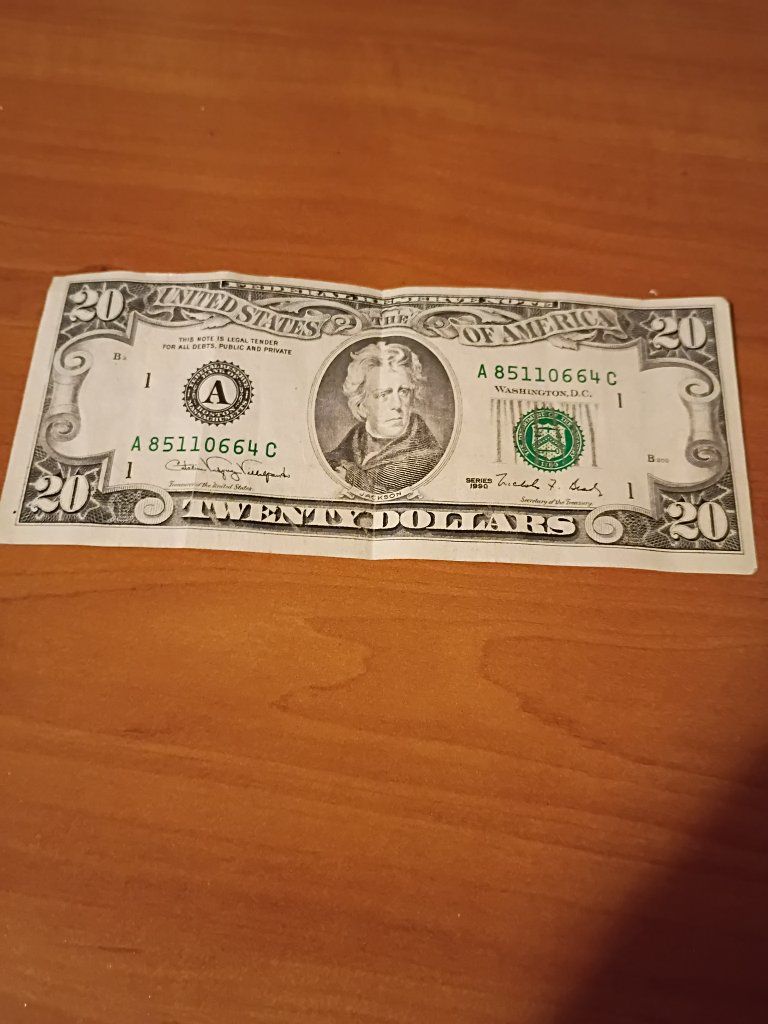 Series 1990 $20 Twenty Dollar Federal Reserve Note - Used Condition