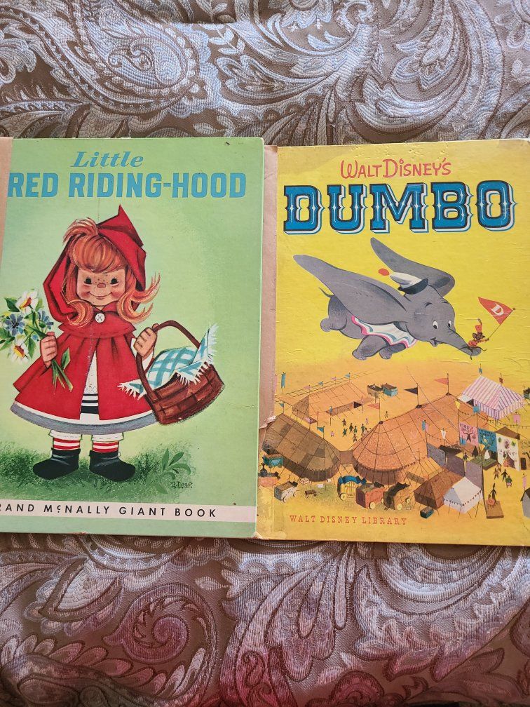 Little Red Riding-Hood Rand McNally Giant Book & Walt Disney's Dumbo Vintage Children's Books Lot