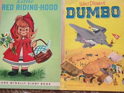 Little Red Riding-Hood Rand McNally Giant Book & Walt Disney's Dumbo Vintage Children's Books Lot
