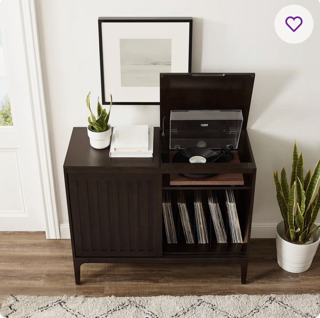 Asher Record Storage Media Console Dark Brown