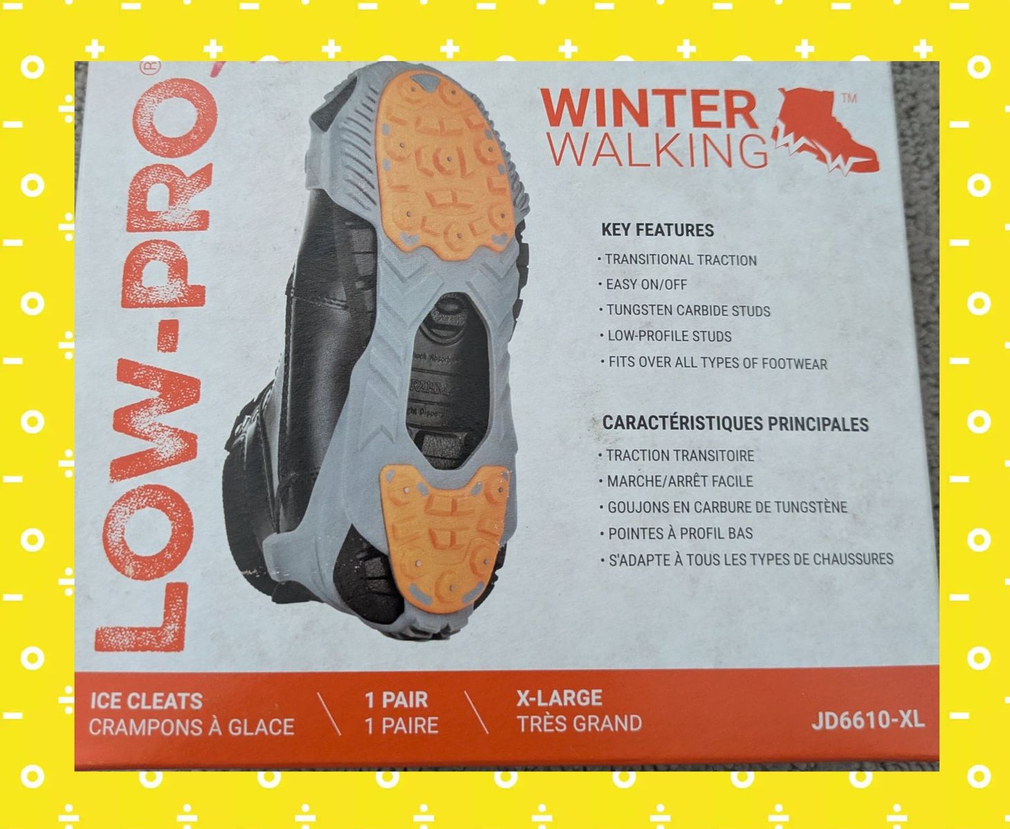 Winter Walking Low-Pro Ice Cleats - Tungsten Carbide Studs, (X-Large)