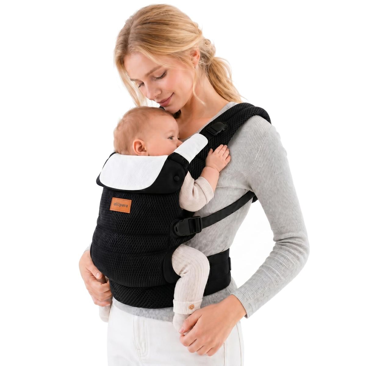 NEW ALLOPERA Baby Carrier, Weightless 3D Mesh Carrier for 7-45lbs, Easy to Put On, Dual Layer Enhanced Stability