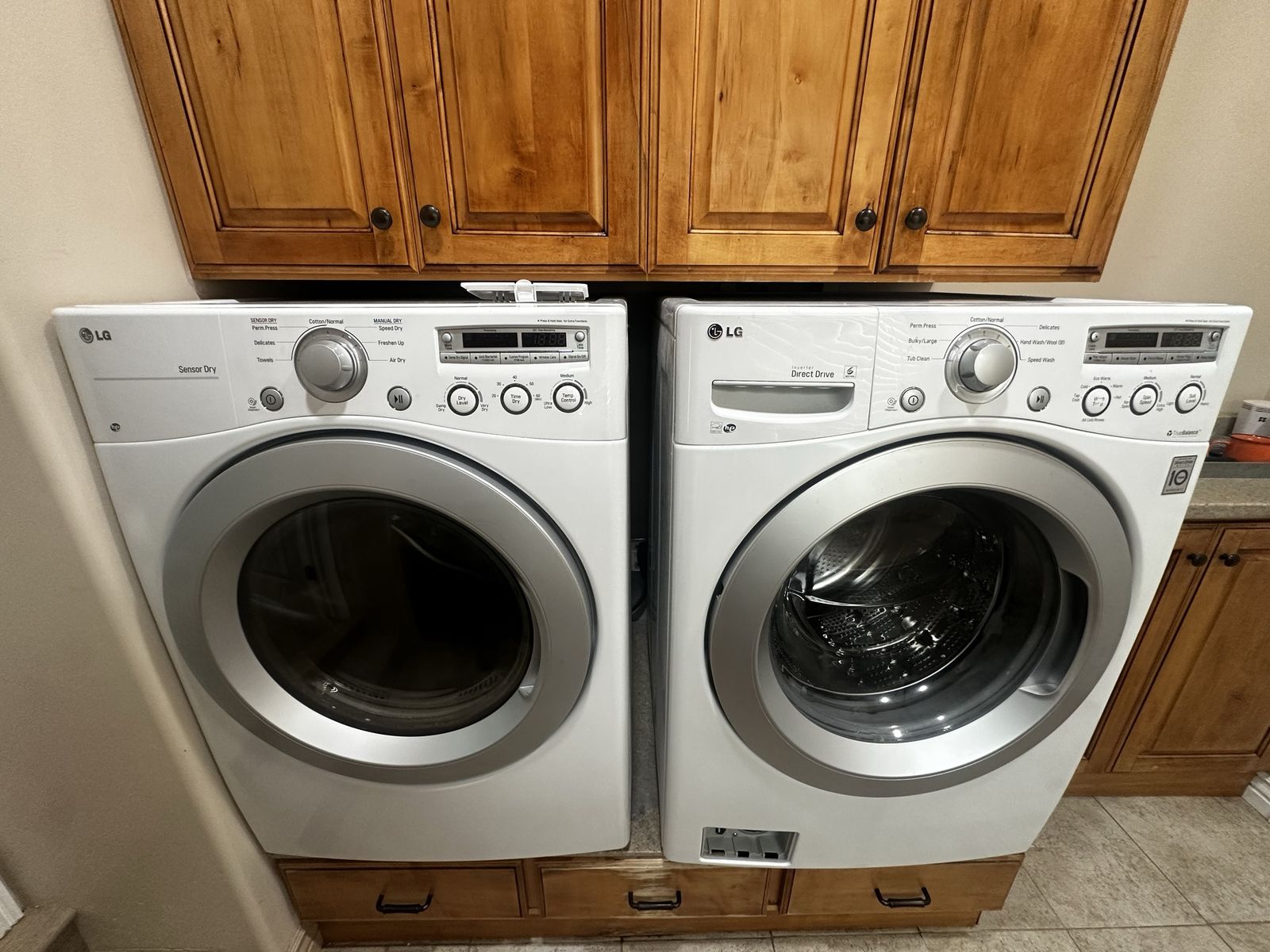 LG White Front Load Washer & Electric Dryer Set - Sensor Dry & Direct Drive