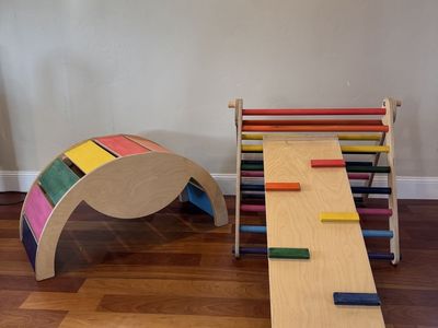 Solid Wood 3 Piece Climbing Gym Set