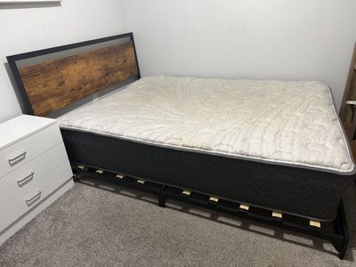 Queen bed frame and mattress