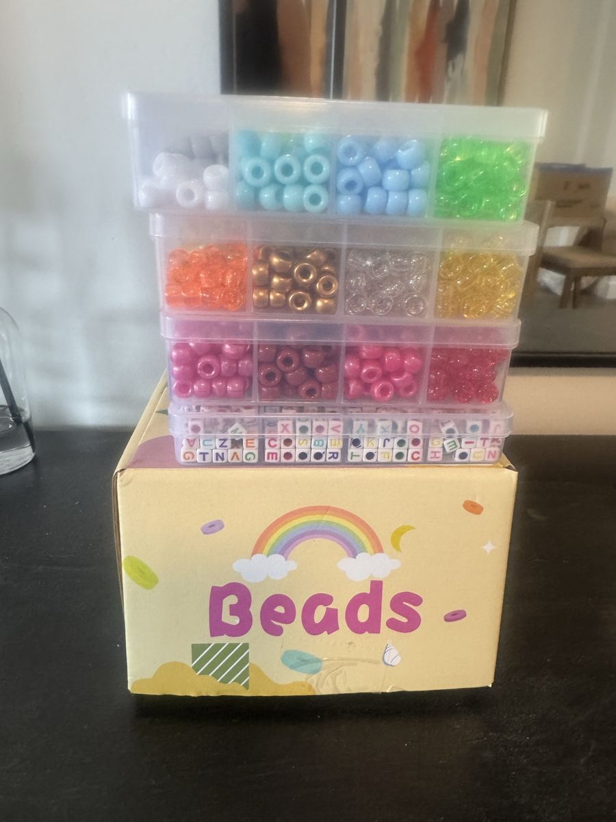 Bead Kit - Rainbow Pony Beads, Alphabet Letter Beads & Storage Case