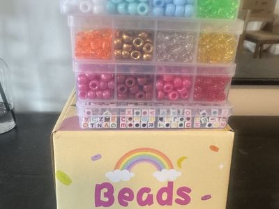 Bead Kit - Rainbow Pony Beads, Alphabet Letter Beads & Storage Case