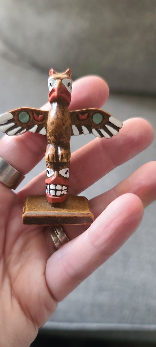 Authentic Alaska Craft Souvenir Totem Pole Ketchikan AK Wood Carved