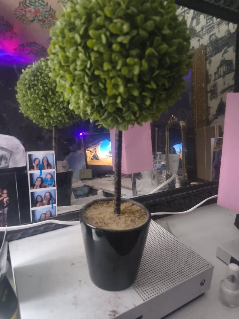 Artificial Topiary Tree in Black Pot - Green Faux Plant Decor