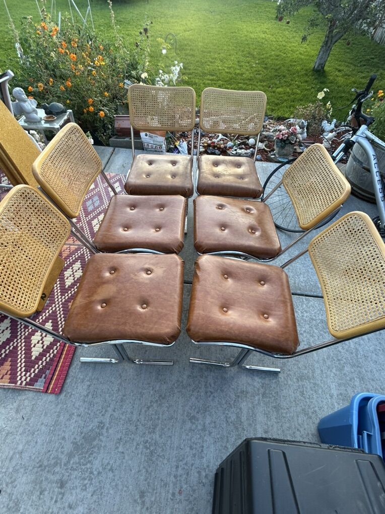6 Retro Chairs 1976 Cal-Style Mid Century Tufted