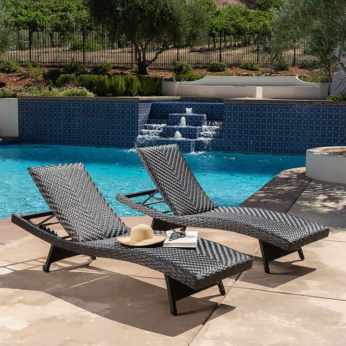 Seagrass Woven Chaise Lounge with Wheels, 2-pack, Gray 2127666 #106166