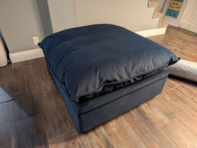 Like new Navy Blue Velvet Albany Park Ottoman with Storage