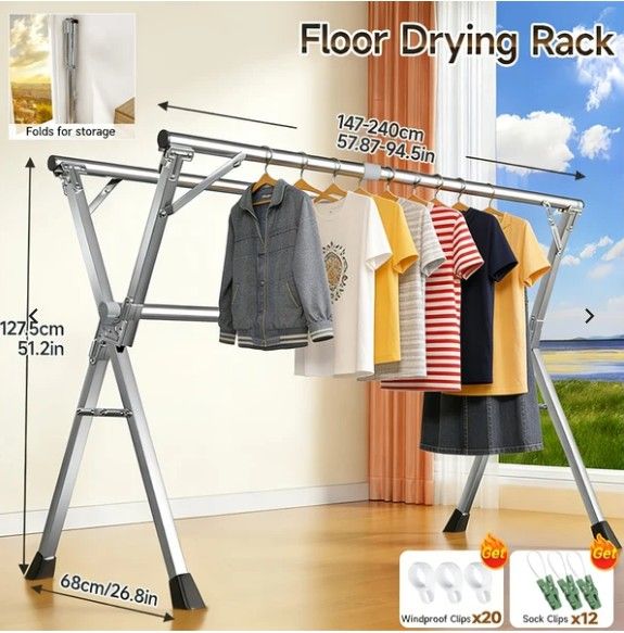 Brand New - Joybos Heavy Duty Stainless Steel Foldable Clothes Drying Rack