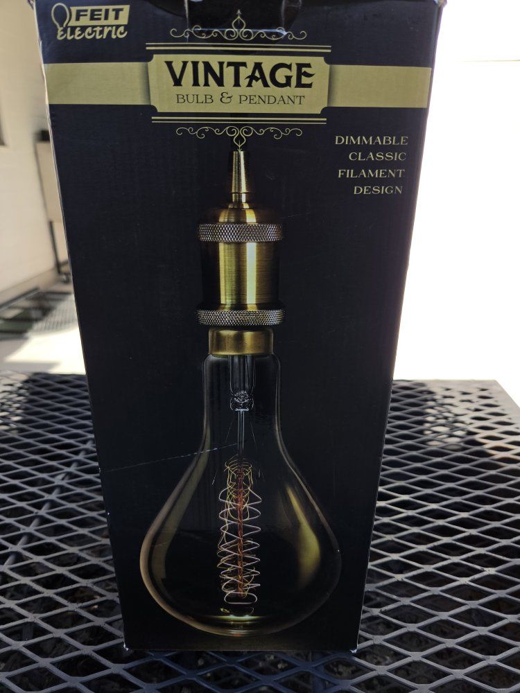 FEIT Electric Vintage Dimmable Classic Filament Design Bulb & Pendant - New in Box