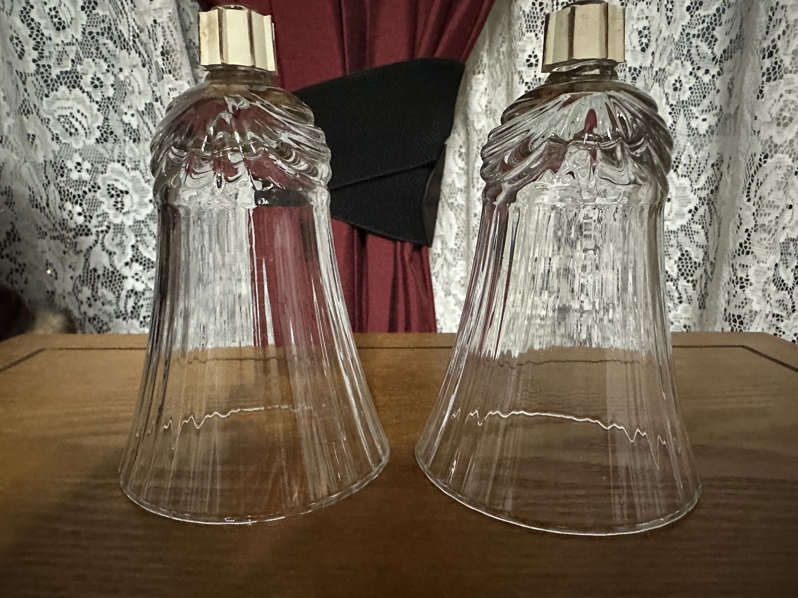 Vintage Home Interior Clear Glass Peg Tulip Candle Holder Sconce Ribbed