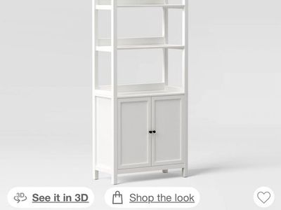 New White Bookcase/with Cabinet Storage & Open Shelves