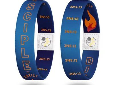 Inspirational Religious Elastic Wristbands with Motivational Text and Graphics.