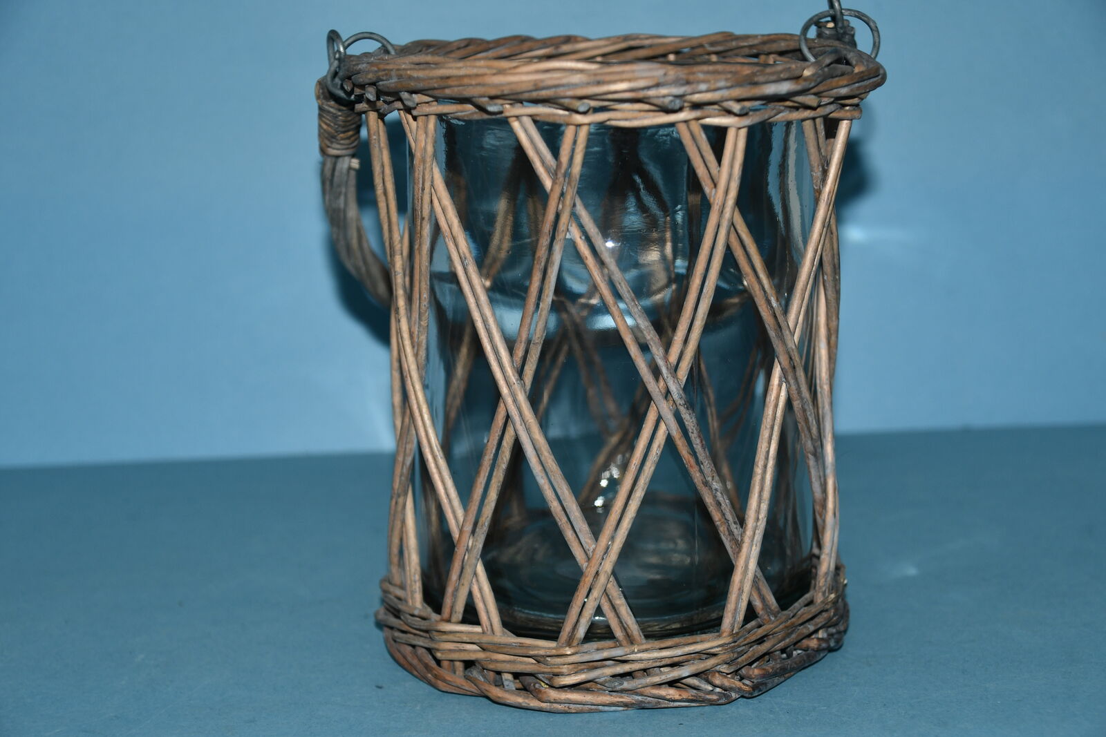 WOOD & GLASS CANDLE HOLDER ~ HEIGHT 7" ~ REMOVABLE GLASS INSERT FOR CLEANING ~ NICE!
