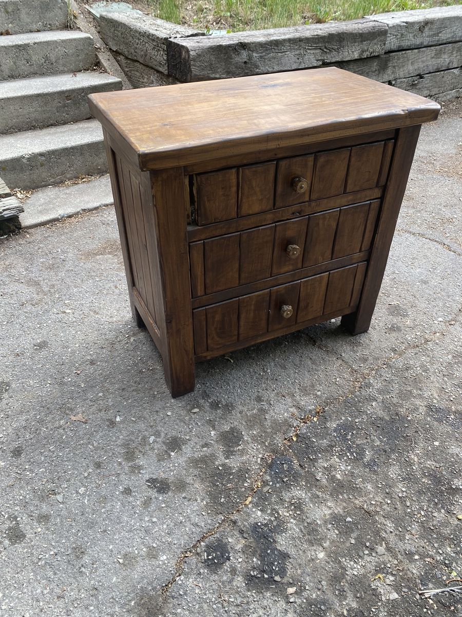 Cabin styled bed side table