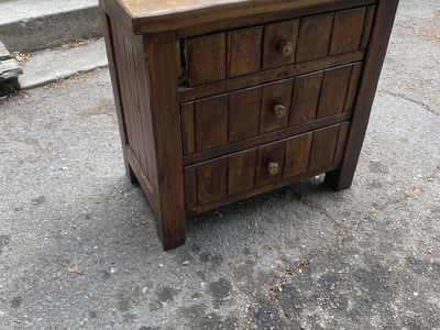 Cabin styled bed side table
