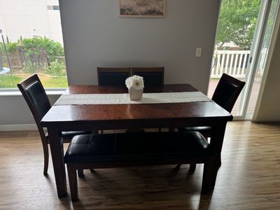 Dining Table Set with 4 Chairs and Bench expandable