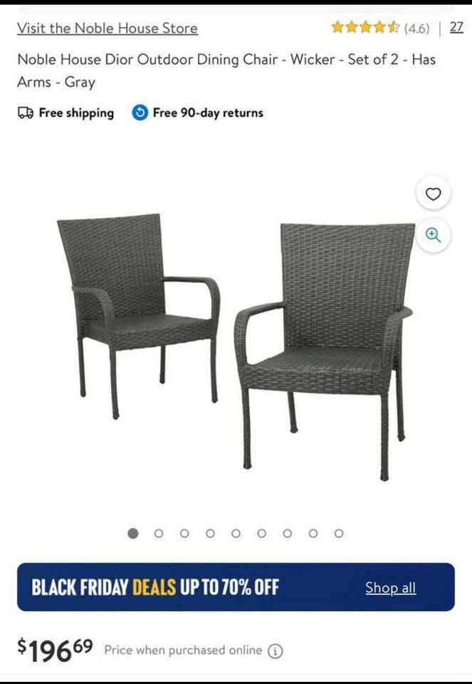 New Outdoor Wicker Chairs - 2 Pack