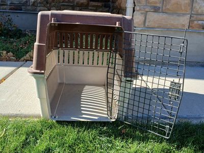 Large Hard-Sided Pet Carrier, Travel Crate for Dogs & Cats - Brown/Tan, Great for Transport