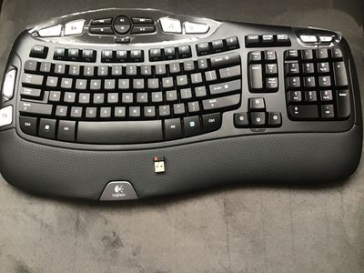 Logitech k350 wireless keyboard with unifying dongle.