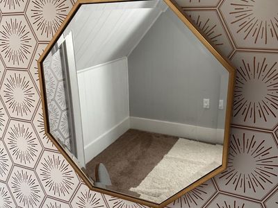 Octagon Gold Framed Mirror - Geometric Wall Decor