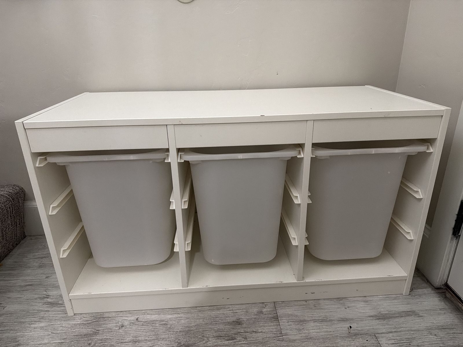 IKEA TROFAST White Storage Unit with 3 Bins - Kids' Playroom Organization