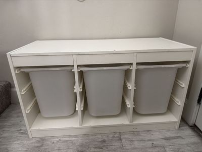 IKEA TROFAST White Storage Unit with 3 Bins - Kids' Playroom Organization