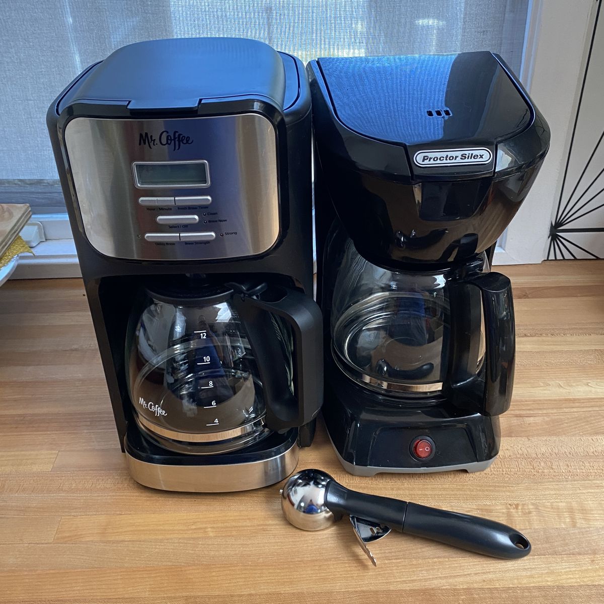 Two Coffee Makers: Mr. Coffee & Proctor Silex + Scoop + Filters